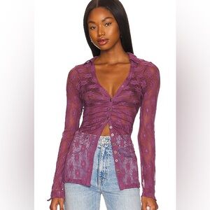 Free People Flower Fields Shirtee in Boysenberry; Size XS; TAGS ON
